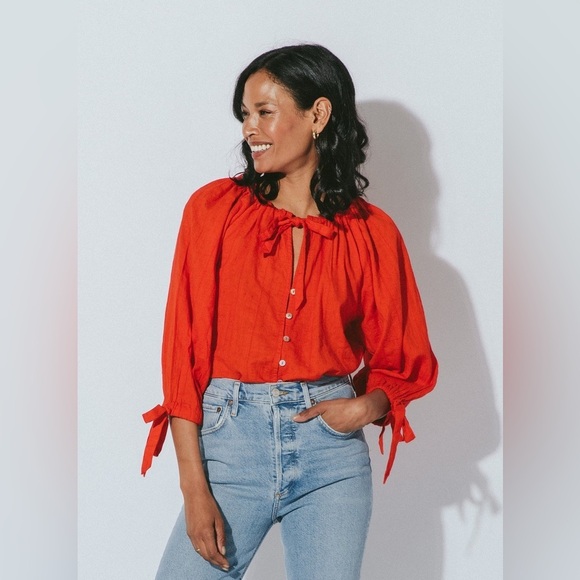 Cleobella Tops - Cleobella | Women's Boho Flowy 100% Organic Cotton Rylan Top Size Small Red
